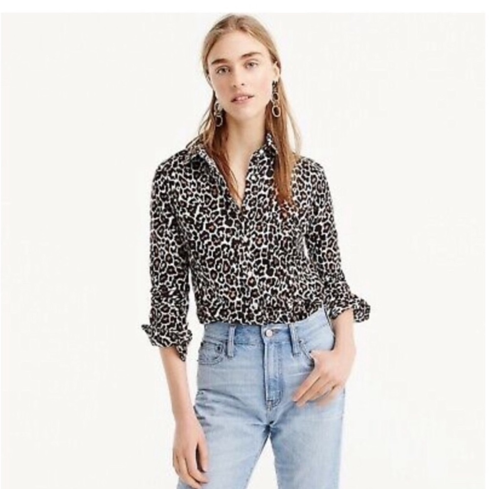 EJC LEOPARD PRINT BUTTON FRONT BAGGY SHIRT
